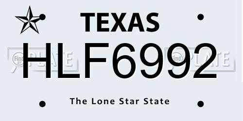 HLF6992 Texas License Plate