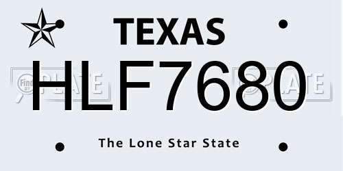 HLF7680 Texas License Plate