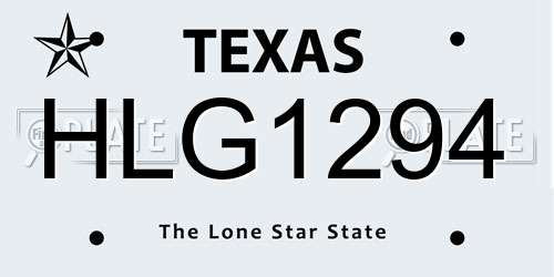 HLG1294 Texas License Plate