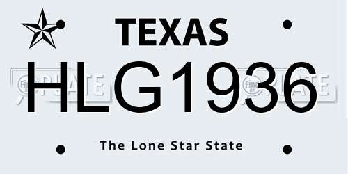 HLG1936 Texas License Plate