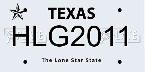 HLG2011 Texas License Plate