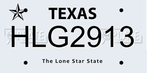 HLG2913 Texas License Plate