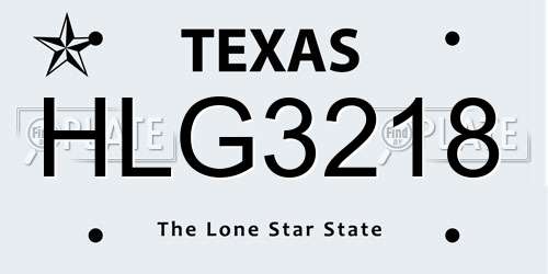 HLG3218 Texas License Plate