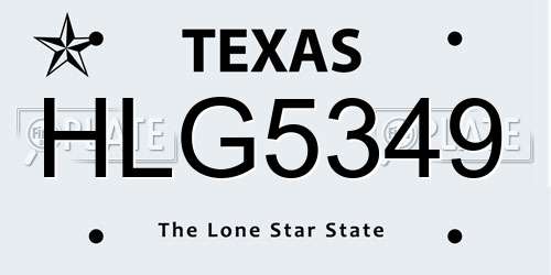 HLG5349 Texas License Plate