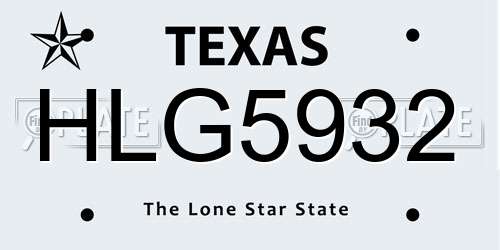 HLG5932 Texas License Plate