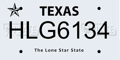 HLG6134 Texas License Plate