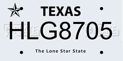 HLG8705 Texas License Plate