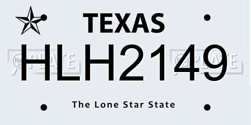 HLH2149 Texas License Plate