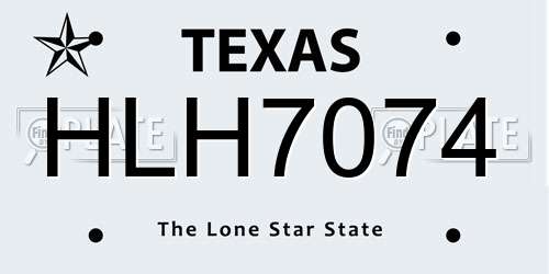 HLH7074 Texas License Plate