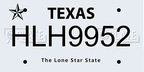 HLH9952 Texas License Plate