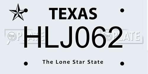 HLJ062 Texas License Plate