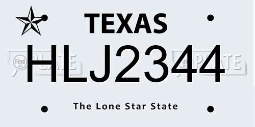 HLJ2344 Texas License Plate