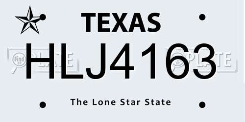 HLJ4163 Texas License Plate