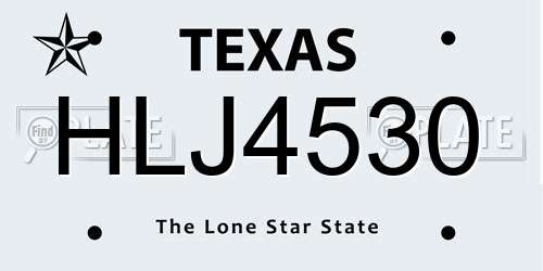 HLJ4530 Texas License Plate