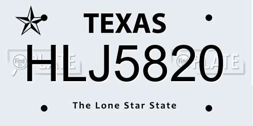 HLJ5820 Texas License Plate
