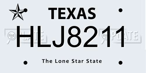 HLJ8211 Texas License Plate