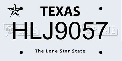 HLJ9057 Texas License Plate