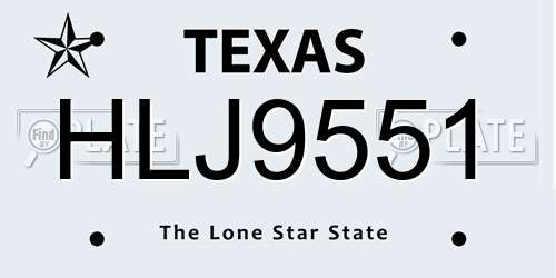HLJ9551 Texas License Plate
