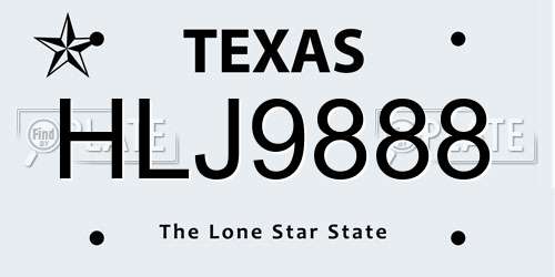 HLJ9888 Texas License Plate