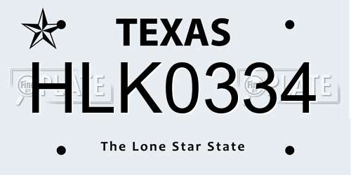 HLK0334 Texas License Plate
