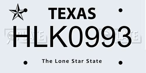 HLK0993 Texas License Plate