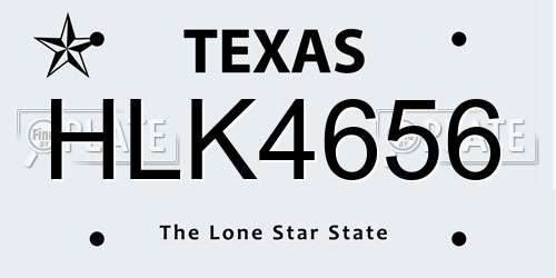 HLK4656 Texas License Plate
