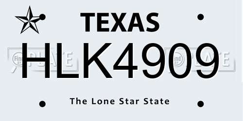 HLK4909 Texas License Plate