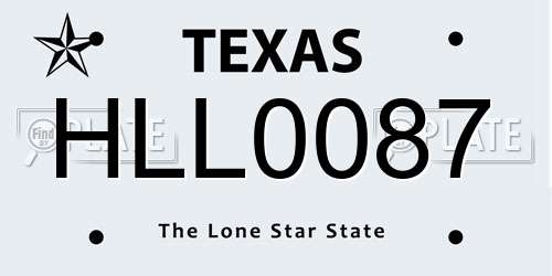 HLL0087 Texas License Plate