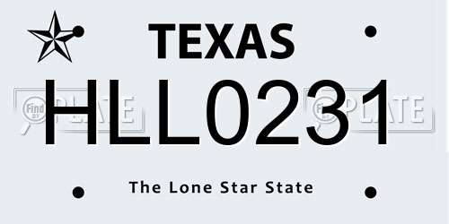 HLL0231 Texas License Plate