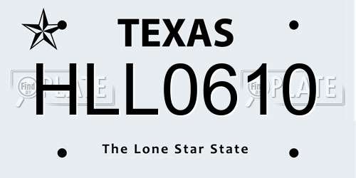 HLL0610 Texas License Plate