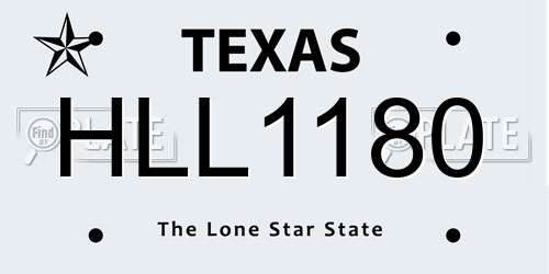 HLL1180 Texas License Plate
