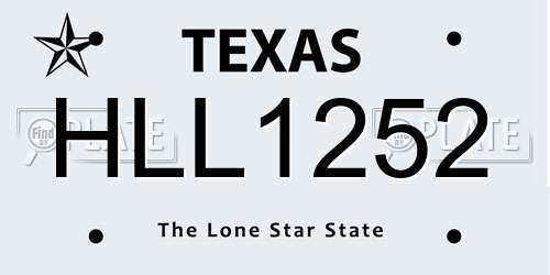 HLL1252 Texas License Plate