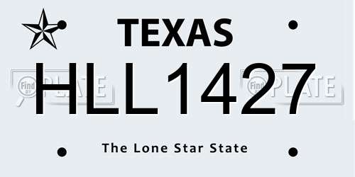 HLL1427 Texas License Plate