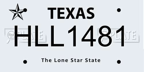 HLL1481 Texas License Plate