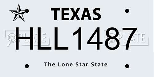 HLL1487 Texas License Plate