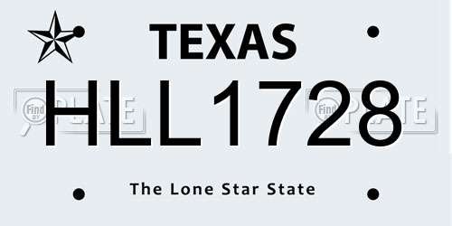 HLL1728 Texas License Plate