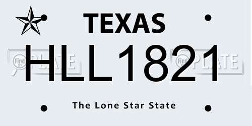 HLL1821 Texas License Plate