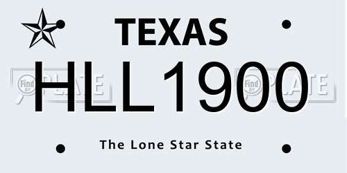 HLL1900 Texas License Plate
