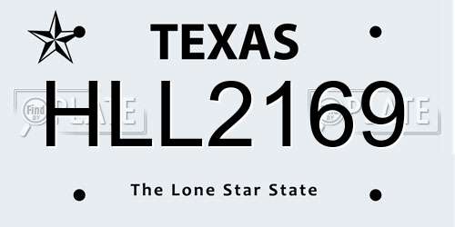 HLL2169 Texas License Plate