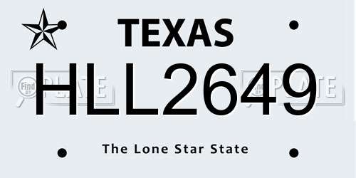 HLL2649 Texas License Plate