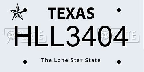 HLL3404 Texas License Plate