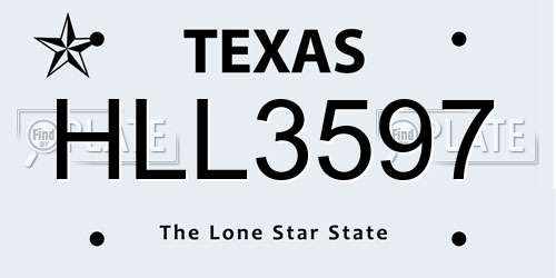 HLL3597 Texas License Plate