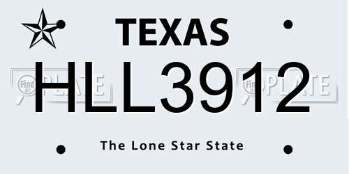 HLL3912 Texas License Plate