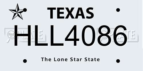HLL4086 Texas License Plate
