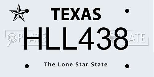 HLL438 Texas License Plate