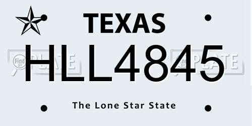 HLL4845 Texas License Plate