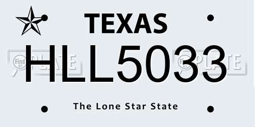 HLL5033 Texas License Plate