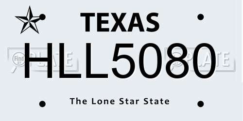 HLL5080 Texas License Plate