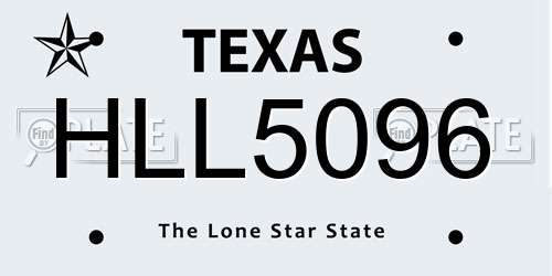 HLL5096 Texas License Plate