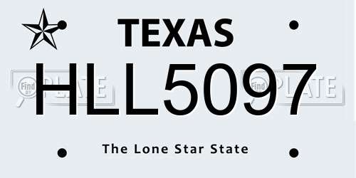 HLL5097 Texas License Plate